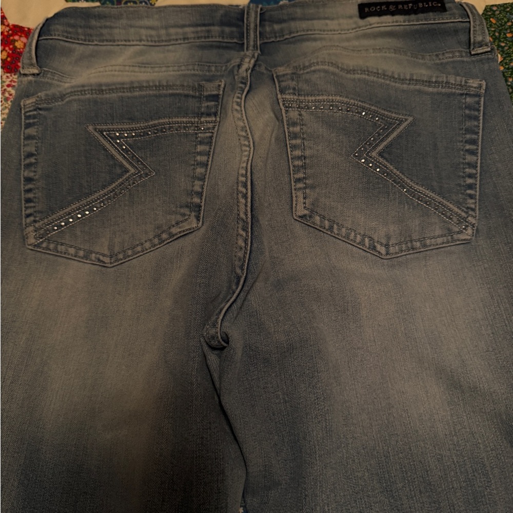 Rock & Republic silver Studded Back Pocket Jeans - Faded Gray Wash